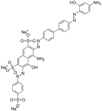 4-amino-3-[[4'-[(4-amino-2-hydroxyphenyl)azo][1,1'-biphenyl]-4-yl]azo]-5-hydroxy-6-[(4-sulphophenyl)azo]naphthalene-2,7-disulphonic acid, sodium salt 구조식 이미지