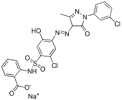 sodium 2-[[[2-chloro-4-[[1-(3-chlorophenyl)-4,5-dihydro-3-methyl-5-oxo-1H-pyrazol-4-yl]azo]-5-hydroxyphenyl]sulphonyl]amino]benzoate  구조식 이미지