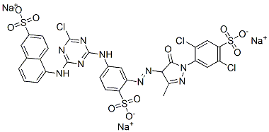 trisodium 5-[[4-chloro-6-[[3-[[1-(2,5-dichloro-4-sulphonatophenyl)-4,5-dihydro-3-methyl-5-oxo-1H-pyrazol-4-yl]azo]-4-sulphonatophenyl]amino]-1,3,5-triazin-2-yl]amino]naphthalene-2-sulphonate 구조식 이미지