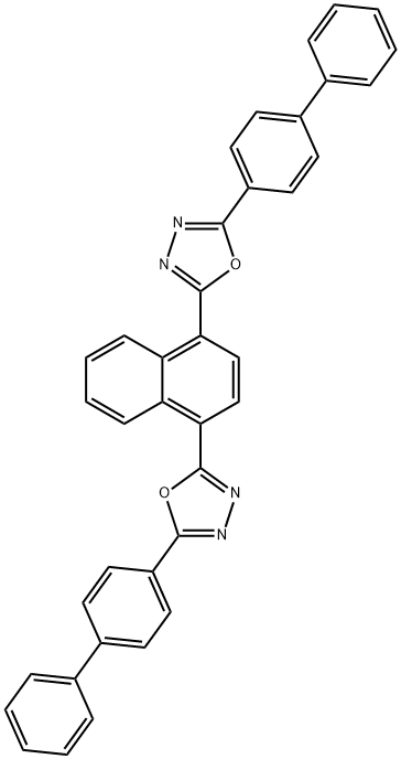 2,2'-(naphthalene-1,4-diyl)bis[5-[1,1'-biphenyl]-4-yl-1,3,4-oxadiazole] 구조식 이미지