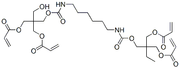 2,2-bis[[(1-oxoallyl)oxy]methyl]butyl 13-(hydroxymethyl)-10,16-dioxo-13-[[(1-oxoallyl)oxy]methyl]-11,15-dioxa-2,9-diazaoctadec-17-enoate 구조식 이미지