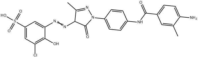 3-[[1-[4-[(4-amino-3-methylbenzoyl)amino]phenyl]-4,5-dihydro-3-methyl-5-oxo-1H-pyrazol-4-yl]azo]-5-chloro-4-hydroxybenzenesulphonic acid  구조식 이미지