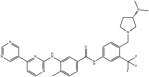 BenzaMide, 3-([4,5'-bipyriMidin]-2-ylaMino)-N-[4-[[(3S)-3-(diMethylaMino)-1-pyrrolidinyl]Methyl]-3-(trifluoroMethyl)phenyl]-4-Methyl- 구조식 이미지