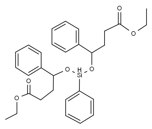 3,8,10-Trioxa-9-silatetradecan-14-oic acid, 4-oxo-7,9,11-triphenyl-, e thyl ester Structure