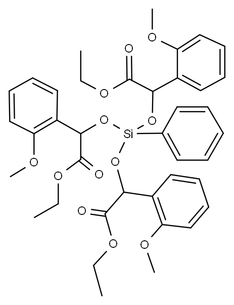 3,5,8-Trioxa-4-siladecanoic acid, 2,6-bis(2-methoxyphenyl)-4-(2-ethoxy -1-(2-methoxyphenyl)-2-oxoethoxy)-7-oxo-4-phenyl-, ethyl ester 구조식 이미지