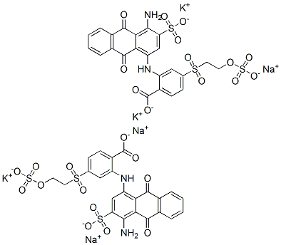 2-[(4-amino-9,10-dihydro-9,10-dioxo-3-sulphoanthracen-1-yl)amino]-4-[[2-(sulphooxy)ethyl]sulphonyl]benzoic acid, potassium sodium salt Structure