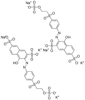 4-하이드록시-3-[[4-[[2-(설포옥시)에틸]설포닐]페닐]아조]나프탈렌-2,7-디설폰산,칼륨나트륨염 구조식 이미지