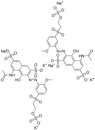 85940-67-6 5-acetamido-4-hydroxy-3-[[2-methoxy-5-[[2-(sulphooxy)ethyl]sulphonyl]phenyl]azo]naphthalene-2,7-disulphonic acid, potassium sodium salt