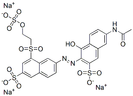 7-acetamido-4-hydroxy-3-[[6-sulpho-8-[[2-(sulphooxy)ethyl]sulphonyl]-2-naphthyl]azo]naphthalene-2-sulphonic acid, sodium salt Structure