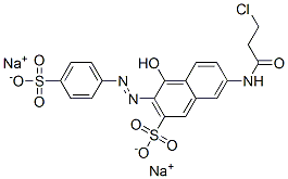 disodium 7-[(3-chloro-1-oxopropyl)amino]-4-hydroxy-3-[(4-sulphonatophenyl)azo]naphthalene-2-sulphonate  Structure