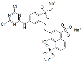 trisodium 3-[[5-[(4,6-dichloro-1,3,5-triazin-2-yl)amino]-2-sulphonatophenyl]azo]-4-hydroxynaphthalene-1,5-disulphonate 구조식 이미지