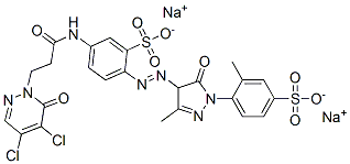 disodium 5-[[3-(4,5-dichloro-6-oxo-6H-pyridazin-1-yl)-1-oxopropyl]amino]-2-[[4,5-dihydro-3-methyl-1-(2-methyl-4-sulphonatophenyl)-5-oxo-1H-pyrazol-4-yl]azo]benzenesulphonate 구조식 이미지