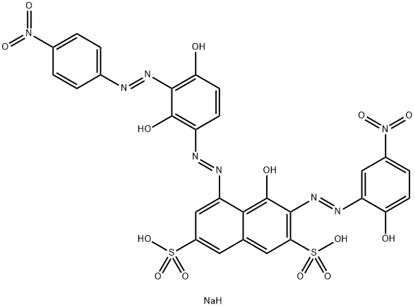disodium 5-[[2,4-dihydroxy-3-[(4-nitrophenyl)azo]phenyl]azo]-4-hydroxy-3-[(2-hydroxy-5-nitrophenyl)azo]naphthalene-2,7-disulphonate 구조식 이미지
