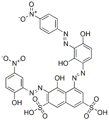 5-[[2,4-dihydroxy-3-[(4-nitrophenyl)azo]phenyl]azo]-4-hydroxy-3-[(2-hydroxy-5-nitrophenyl)azo]naphthalene-2,7-disulphonic acid 구조식 이미지