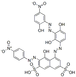 5-[[2,4-dihydroxy-3-[(2-hydroxy-5-nitrophenyl)azo]phenyl]azo]-4-hydroxy-3-[(4-nitrophenyl)azo]naphthalene-2,7-disulphonic acid 구조식 이미지