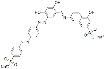 disodium 7-[[2,4-dihydroxy-5-[[4-[(4-sulphonatophenyl)azo]phenyl]azo]phenyl]azo]-4-hydroxynaphthalene-2-sulphonate 구조식 이미지