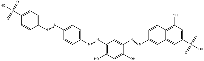 7-[[2,4-dihydroxy-5-[[4-[(4-sulphophenyl)azo]phenyl]azo]phenyl]azo]-4-hydroxynaphthalene-2-sulphonic acid 구조식 이미지