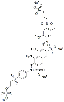 tetrasodium 4-amino-5-hydroxy-6-[[2-methoxy-5-methyl-4-[[2-(sulphonatooxy)ethyl]sulphonyl]phenyl]azo]-3-[[4-[[2-(sulphonatooxy)ethyl]sulphonyl]phenyl]azo]naphthalene-2,7-disulphonate Structure