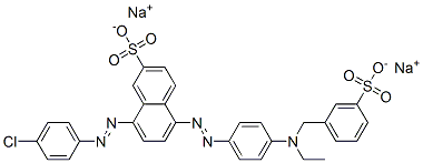 disodium 8-[(4-chlorophenyl)azo]-5-[[4-[ethyl[(3-sulphonatophenyl)methyl]amino]phenyl]azo]naphthalene-2-sulphonate  Structure