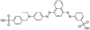 3-[[4-[[4-[ethyl[(4-sulphophenyl)methyl]amino]phenyl]azo]-1-naphthyl]azo]benzenesulphonic acid 구조식 이미지