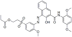 N-(2,5-dimethoxyphenyl)-3-hydroxy-4-[[2-methoxy-5-[[2-(1-oxopropoxy)ethyl]sulphonyl]phenyl]azo]naphthalene-2-carboxamide 구조식 이미지