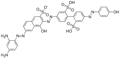 4-[[7-[(2,4-diaminophenyl)azo]-1-hydroxy-3-sulphonato-2-naphthyl]azo]-4'-[(4-hydroxyphenyl)azo][1,1'-biphenyl]-2,2'-disulphonic acid 구조식 이미지