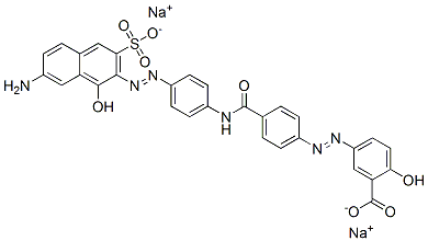 disodium 5-[[4-[[[4-[(7-amino-1-hydroxy-3-sulphonato-2-naphthyl)azo]phenyl]amino]carbonyl]phenyl]azo]salicylate Structure