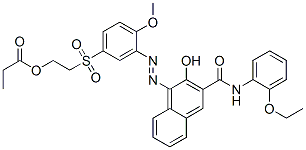 N-(2-ethoxyphenyl)-3-hydroxy-4-[[2-methoxy-5-[[2-(1-oxopropoxy)ethyl]sulphonyl]phenyl]azo]naphthalene-2-carboxamide 구조식 이미지
