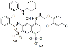 disodium 6-[[2-[2-(cyclohexylamino)phenoxy]phenyl]azo]-4-[[(2,4-dichlorophenoxy)acetyl]amino]-5-hydroxynaphthalene-1,7-disulphonate 구조식 이미지