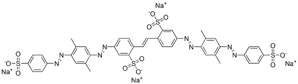 tetrasodium 4,4'-bis[[2,5-dimethyl-4-[(4-sulphonatophenyl)azo]phenyl]azo]stilbene-2,2'-disulphonate Structure