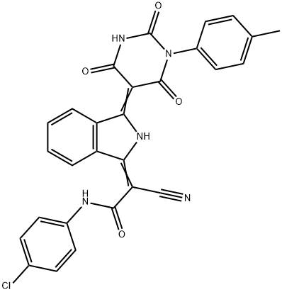 N-(p-chlorophenyl)-2-cyano-2-[2,3-dihydro-3-[tetrahydro-2,4,6-trioxo-1-p-tolylpyrimidin-5(2H)-ylidene]-1H-isoindol-1-ylidene]acetamide 구조식 이미지