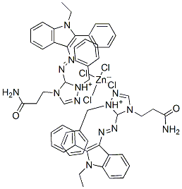 bis[4-(3-amino-3-oxopropyl)-5-[(1-ethyl-2-phenyl-1H-indol-3-yl)azo]-1-(phenylmethyl)-1H-1,2,4-triazolium] tetrachlorozincate(2-) 구조식 이미지