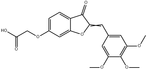 2-((3-Oxo-2-(3,4,5-trimethoxybenzylidene)-2,3-dihydrobenzofuran-6-yl)oxy)acetic acid 구조식 이미지