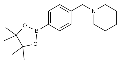4-(PIPERIDIN-1-YLMETHYL)BENZENEBORONIC ACID, PINACOL ESTER 97%2-[4-(4,4,5,5-TETRAMETHYL-1,3,2-DIOXABOROLAN-2-YL)BENZYL]-1,2-OXAZINANE 구조식 이미지