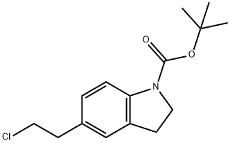 1H-Indole-1-carboxylic acid, 5-(2-chloroethyl)-2,3-dihydro-, 1,1-diMethylethyl ester 구조식 이미지