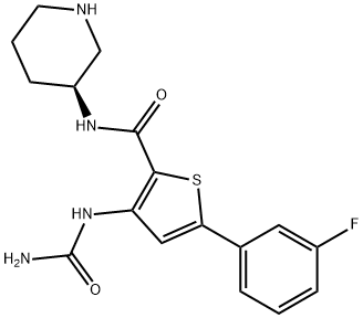 3-[(Aminocarbonyl)amino]-5-(3-fluorophenyl)-N-(3S)-3-piperidinyl-2-Thiophenecarboxamide Structure