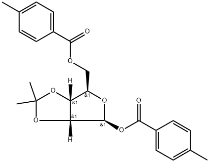 1,5-디-O-(4-메틸벤조일)-2,3-O-이소프로필리덴-베타-D-리보푸라노스 구조식 이미지