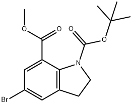 1H-인돌-1,7-디카르복실산,5-broMo-2,3-디히드로-,1-(1,1-디메틸에틸)7-메틸에스테르 구조식 이미지