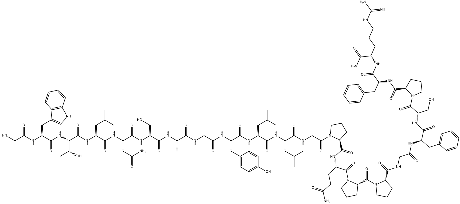 GLY-TRP-THR-LEU-ASN-SER-ALA-GLY-TYR-LEU-LEU-GLY-PRO-GLN-PRO-PRO-GLY-PHE-SER-PRO-PHE-ARG-NH2 Structure