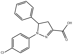 1-(4-Chlorophenyl)-5-phenyl-4,5-dihydro-1H-pyrazole-3-carboxylic acid 구조식 이미지