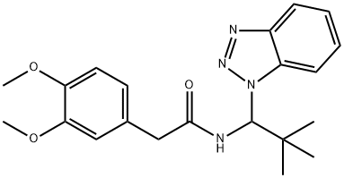 N-[1-(1H-Benzotriazol-1-yl)-2,2-dimethylpropyl]-3,4-dimethoxybenzeneacetamide 구조식 이미지