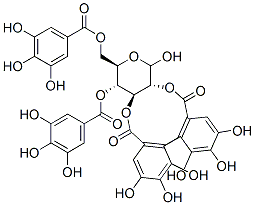 4-O,6-O-Digalloyl-2-O,3-O-[(2,2',3,3',4,4'-hexahydroxy[1,1'-biphenyl]-6,6'-diyl)dicarbonyl]-D-glucopyranose Structure