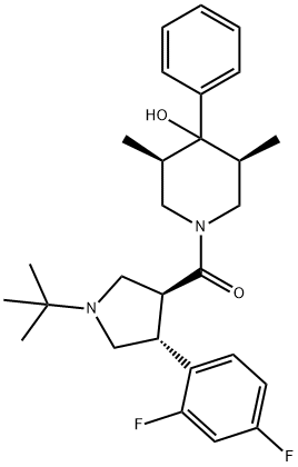 Methanone, [(3S,4R)-4-(2,4-difluorophenyl)-1-(1,1-diMethylethyl)-3-pyrrolidinyl][(3R,5S)-4-hydroxy-3,5-diMethyl-4-phenyl-1-piperidinyl]- Structure