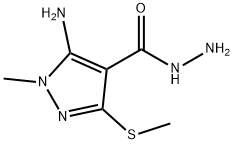 1H-Pyrazole-4-carboxylicacid,5-amino-1-methyl-3-(methylthio)-,hydrazide(9CI) 구조식 이미지