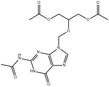 N-[9-[[2-(Acetyloxy)-1-[(acetyloxy)methyl]ethoxy]methyl]-6,9-dihydro-6-oxo-1H-purin-2-yl]acetamide Structure