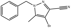 1-Benzyl-4-bromo-5-methyl-1H-pyrazole-3-carbonitrile 구조식 이미지