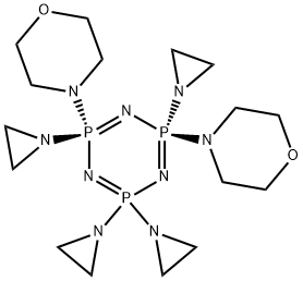 1,3,5,2,4,6-Triazatriphosphorine, 2,2,4,4,6,6-hexahydro-4,6-di-4-morph olinyl-2,2,4,6-tetrakis(1-aziridinyl)-, trans- Structure