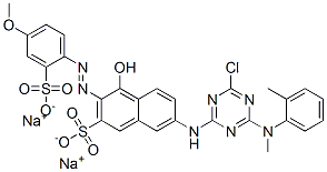 2-Naphthalenesulfonic acid, 7-[[4-chloro-6-[methyl(2- methylphenyl)amino]-1,3,5-triazin-2-yl]amino]-4-hydroxy -3-[(4-methoxy-2-sulfophenyl)azo]-, disodium salt Structure