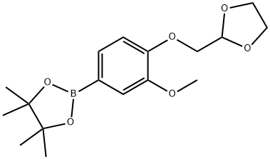 2-[4-([1,3]DIOXOLAN-2-YLMETHOXY)-3-METHOXY-PHENYL]-4,4,5,5-TETRAMETHYL-[1,3,2]DIOXABOROLANE 구조식 이미지