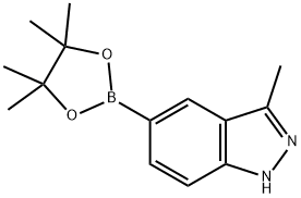 3-메틸-5-피나콜라토보릴-인다졸 구조식 이미지